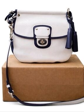 Coach Legacy Archival 2 Tone Leather Willis Crossbody/Shoulder Bag Purple/White